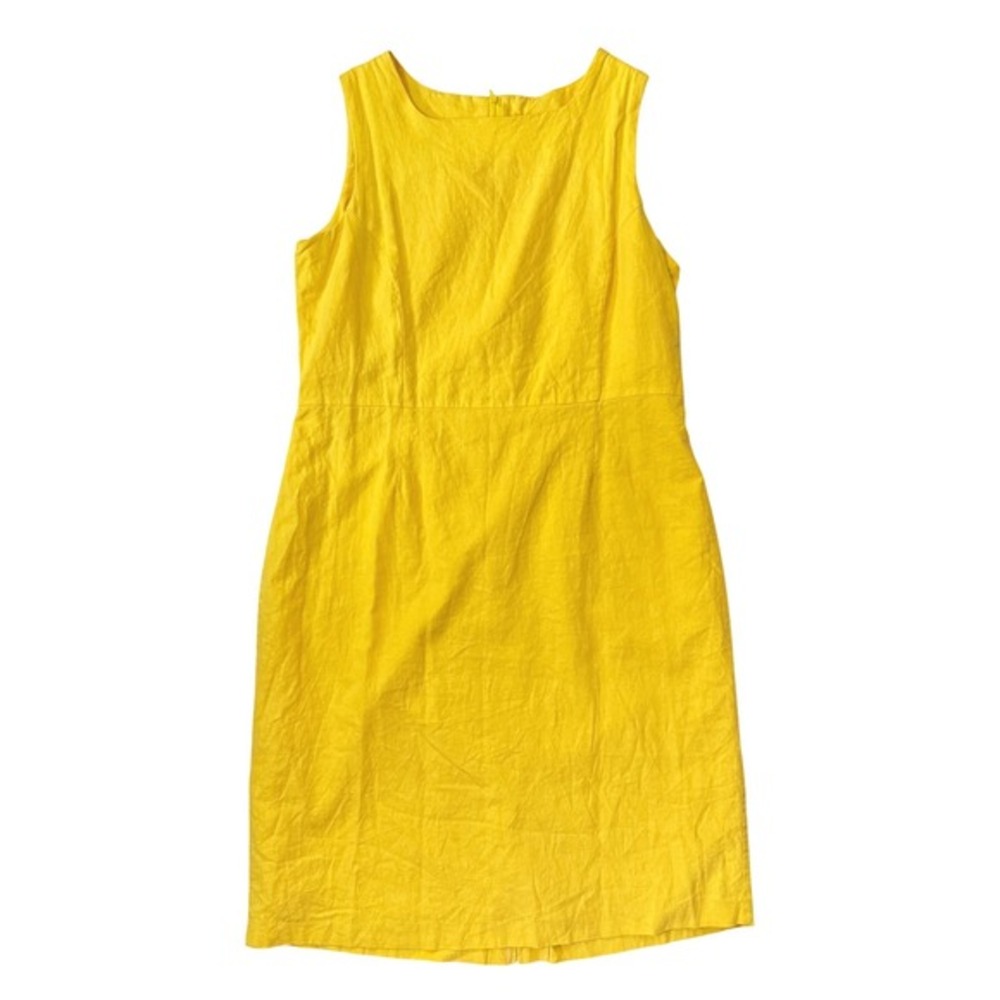 Vintage Wilroy Yellow Linen Blend Sleeveless Lined Classic Sheath Dress Size 18‎